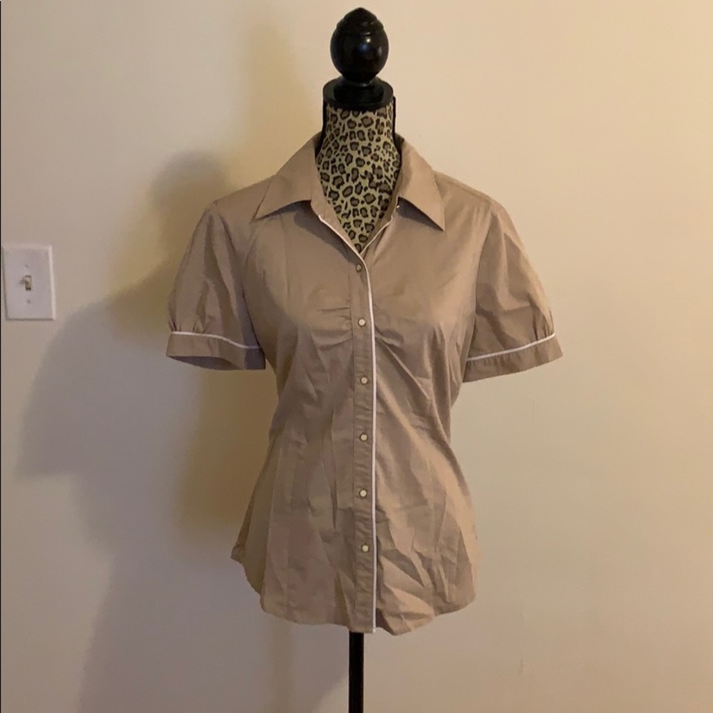 New York and Co. Tan Button Down Blouse